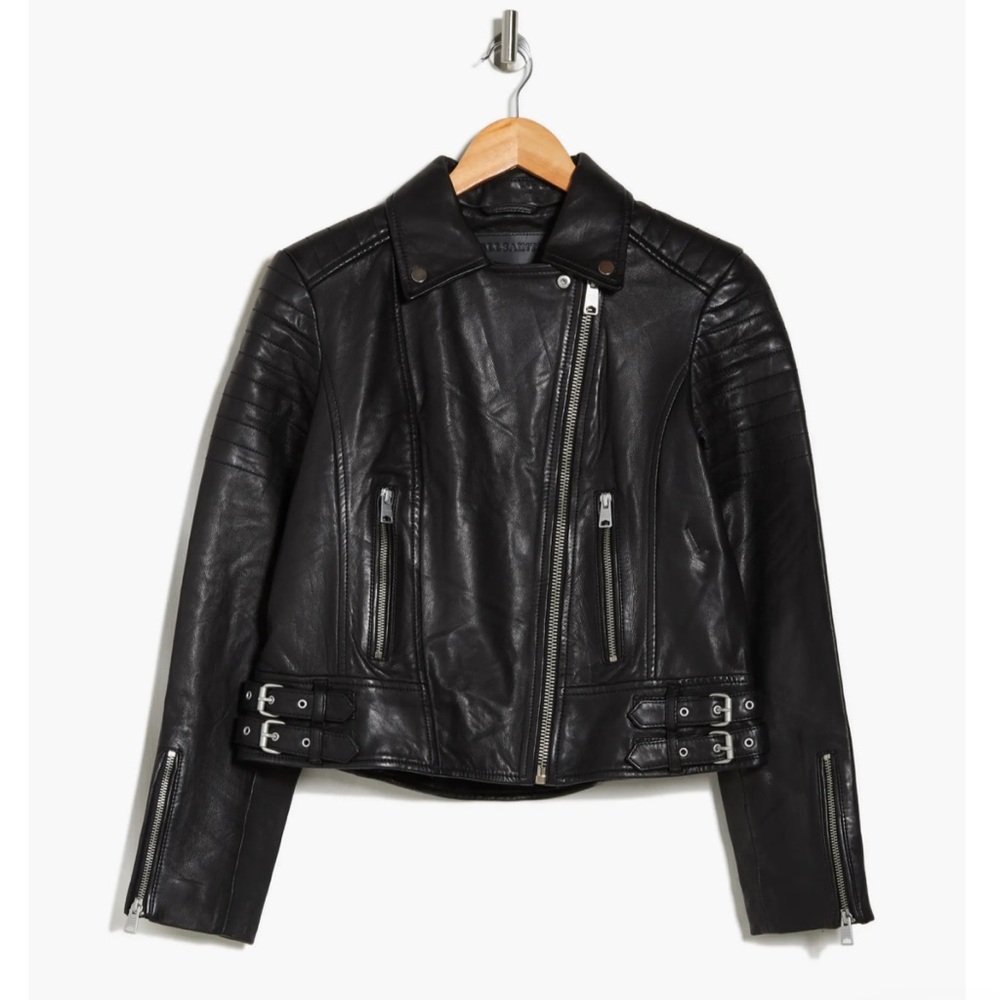 ALL SAINTS - NWT $639 - Papin Biker Lambskin Leather Jacket Sz 4 - Picture 4 of 13